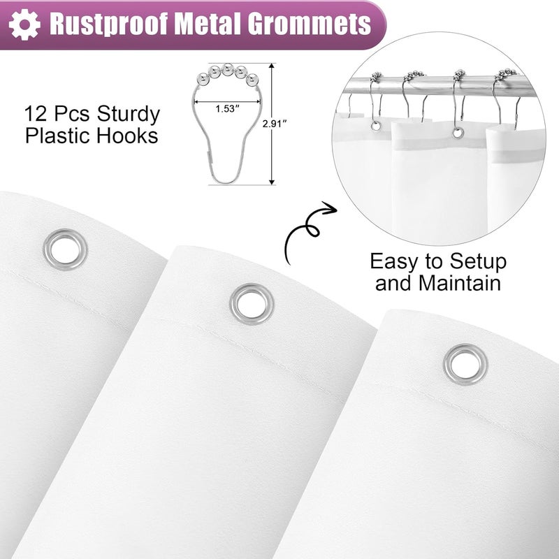 OLANLY Luxury Pink and White Ombre Shower Curtain Sets with 12 Hooks, Waterproof and Washable Decorative Shower Curtains for Bathroom, 72x72 Inches - Image 5